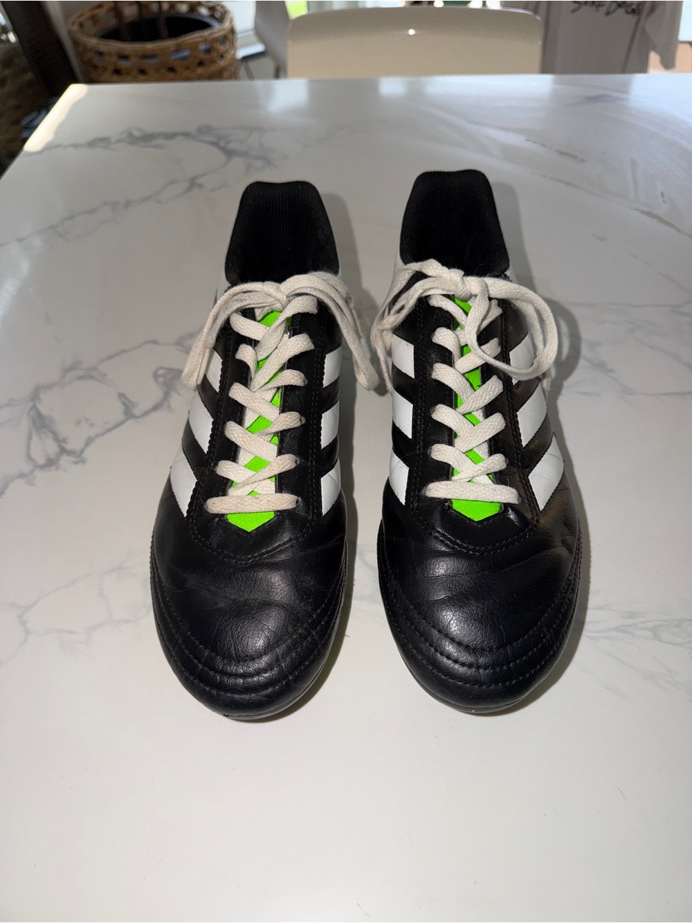 adidas Black White Green Athletic Shoes